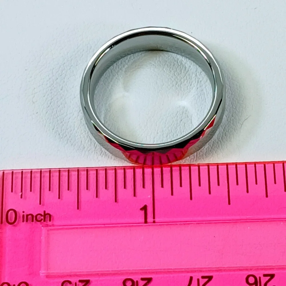 Vintage Tungsten 6mm Faceted Geometric Band Ring Size 11 Comfort Fit Y2K New NOS